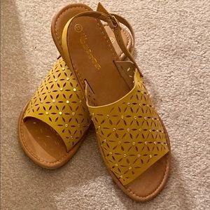 Corkys Women's Yellow Laser-Cut Slingback Sandals